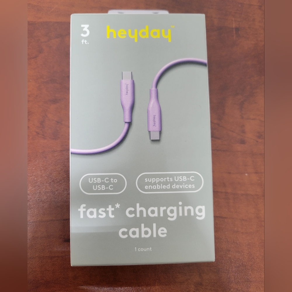Heyday Lavender USB-C to USB-C Cable 3 Ft Nwt